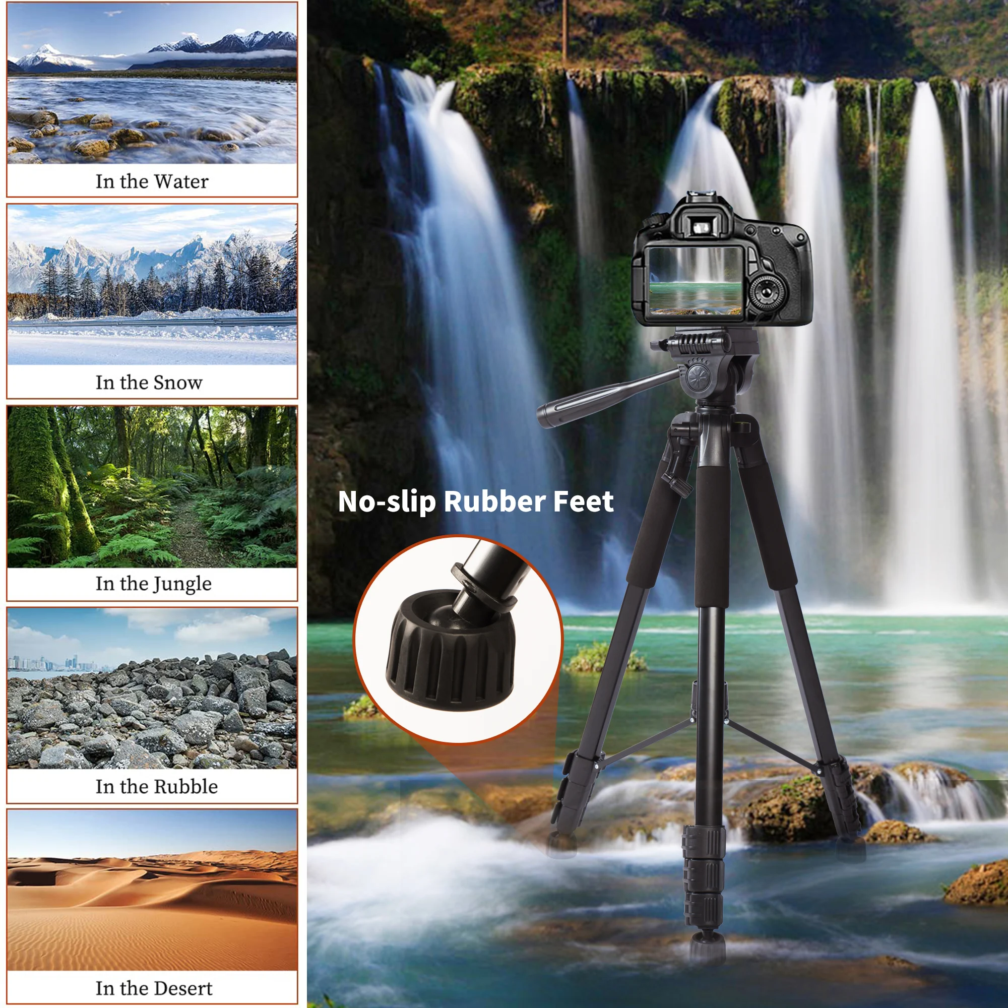 200cm 79 inch High Heavy Duty Camera Tripod Portable Professional Aluminum Stand Tripod with Pan Head for DSLR Phone Ring Light