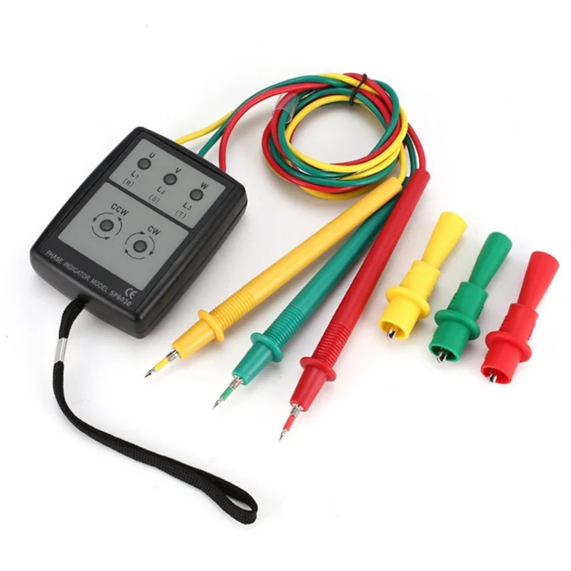 

A38Q-Phase Detector SP8030 Phase Sequence Meter With LCD Light And Buzzer Prompt For Judging Phase Sequence And Rotation Directi