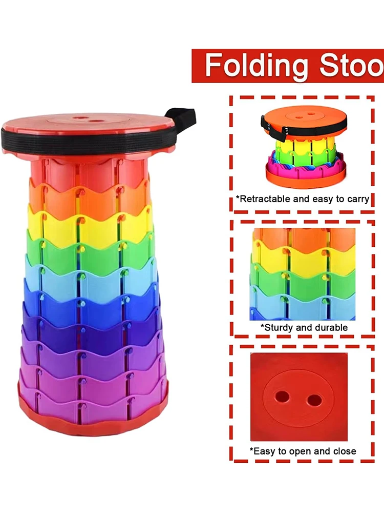 Portable Folding Telescopic Chair - Adjustable Height Practical Stool for Fishing Beach Camping Outdoor Activities