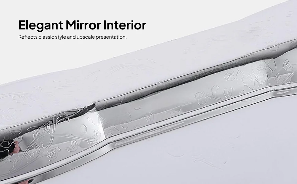 Contemporary Stainless Steel Serving Tray with Mirror Base Stylish Tea Cake Dessert Platter for Table Decor