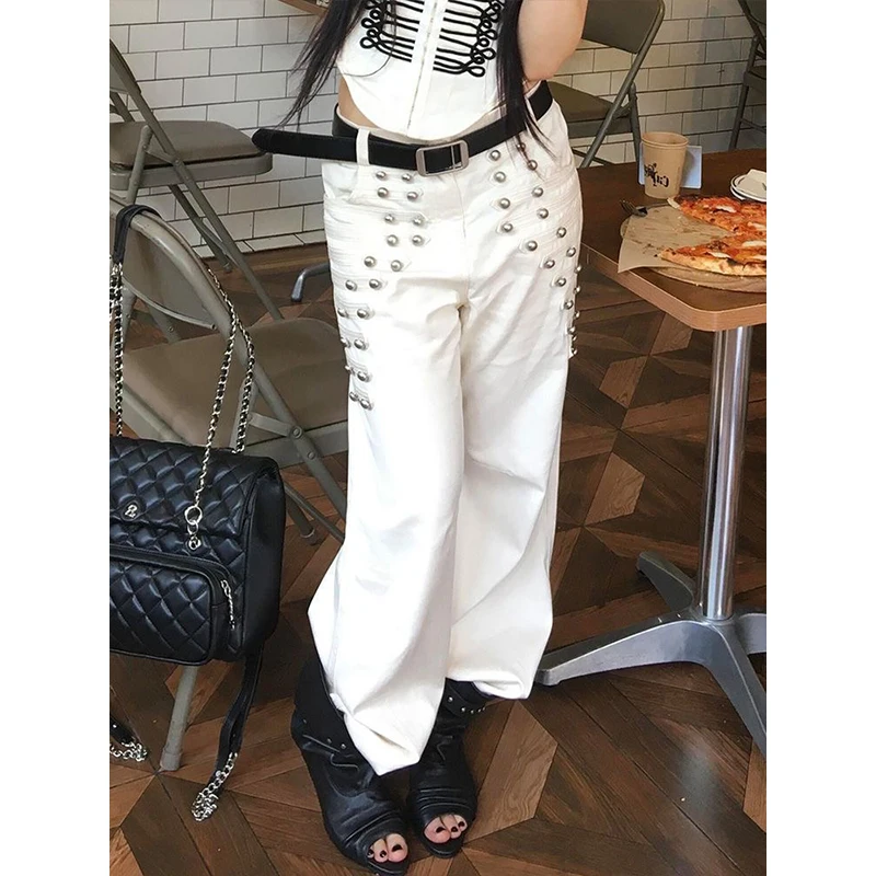American Vintage Full-Length Jeans Metal Button Patchwork Women Streetwear Y2k Retro Versatile Long Denim Pants Hot Girl 2026