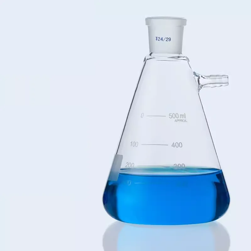 1pcs 50ml to 2000ml Glass Conical Flask with suction filter nozzle Laboratory Frosted mouth filter Bottle