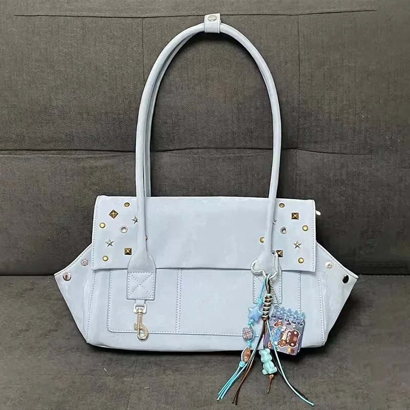 Vintage Studded Shoulder Handbag Women Star Rivet Design Tote Bag Casual Structured Tote Bag Daily Commute Street Style Flip Bag 2