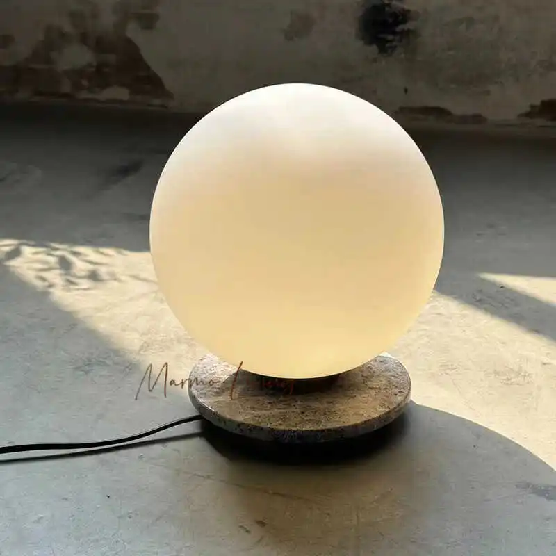 

Home decoration medieval silent wind natural marble table lamp soft decoration living room bedroom corridor wall lamp