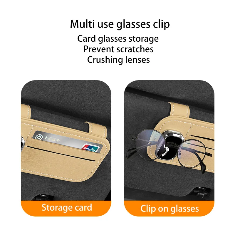 Auto Sonnenblende Organizer Tragbare Auto Brillen Halter Zubehör Sonnenbrille Clip Karten Halter Anti-scratch Multifunktions Clip – Detail 3