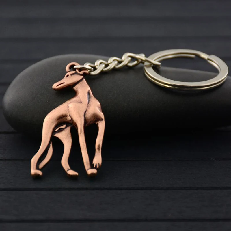 New Italian Greyhound Grey Hound Keychain Men Vintage Cute Whippet Dog Key Chains Keyring Bag Charm Women Child Jewelry Gift