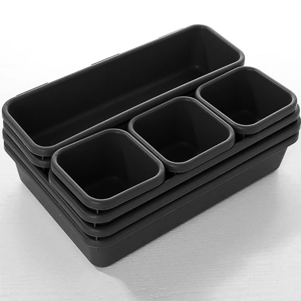 Caja organizadora de cajones ajustable, bandejas de maquillaje, cosméticos, artículos diversos, soporte divisor, cocina, baño, armario, caja de joyería, 8 piezas por juego