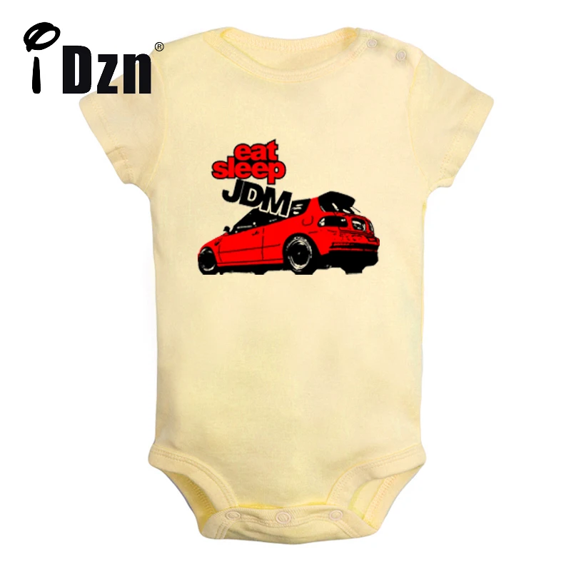 Art Car Stickers Eat Sleep Jdm Red Little Car Cute Baby Fun Print Rompers Boys Girls Bodysuit Infant Short Sleeves Jumpsuit