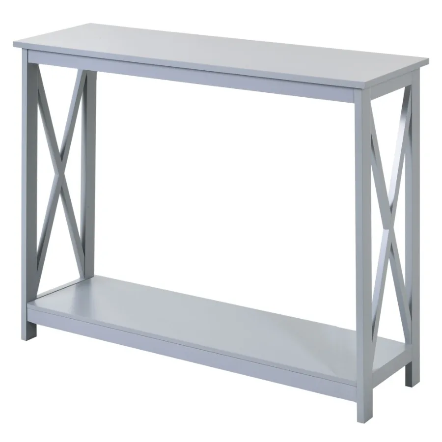 

HOMCOM Entryway Console Table 2Tier Sofa Table with Storage Shelf Modern Design Grey