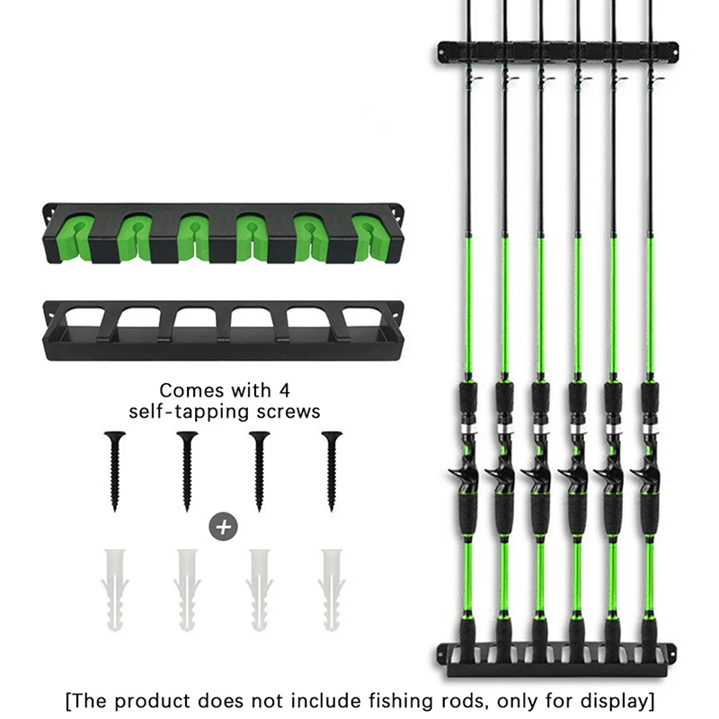 Fishing Rod Holders 6-Rod Rack Vertical Pole Holder Wall Mount Modular For Garage Fishing Pole Display Stand Fixed Frame