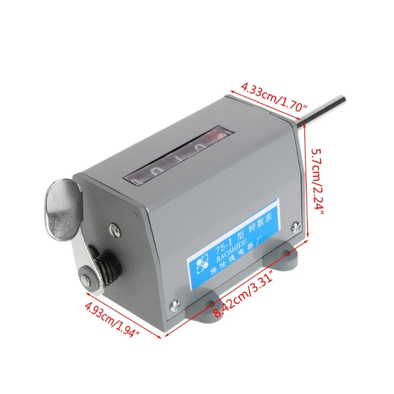 220V 1 Pc 75-I  Metal Mechanical Resettable 5 Digits Display Rotary Revolution Counter 350 R/Min