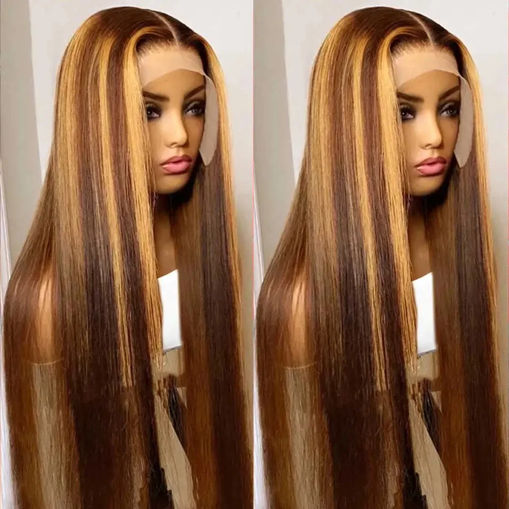 4/27 Highlight 13x6 HD Lace Frontal Natural Hairline Pre-Plucked 13x4 Bone Straight Honey Blonde Colored Lace Front Wigs