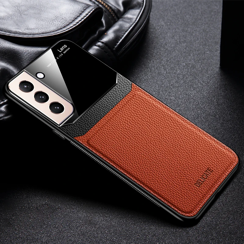 Чехол для Samsung S21 FE Ultra Plus, роскошный кожаный мягкий защитный чехол с рамкой для телефона Galaxy S21Ultra S21Fe S21Plus S21, задняя крышка