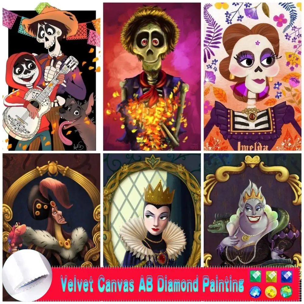 5d AB Velvet Canva Diamond Painting Disney Cartoon Coco Miguel Hector Cross Stitch Embroidery Art Mosaic Handmade Drill Complete