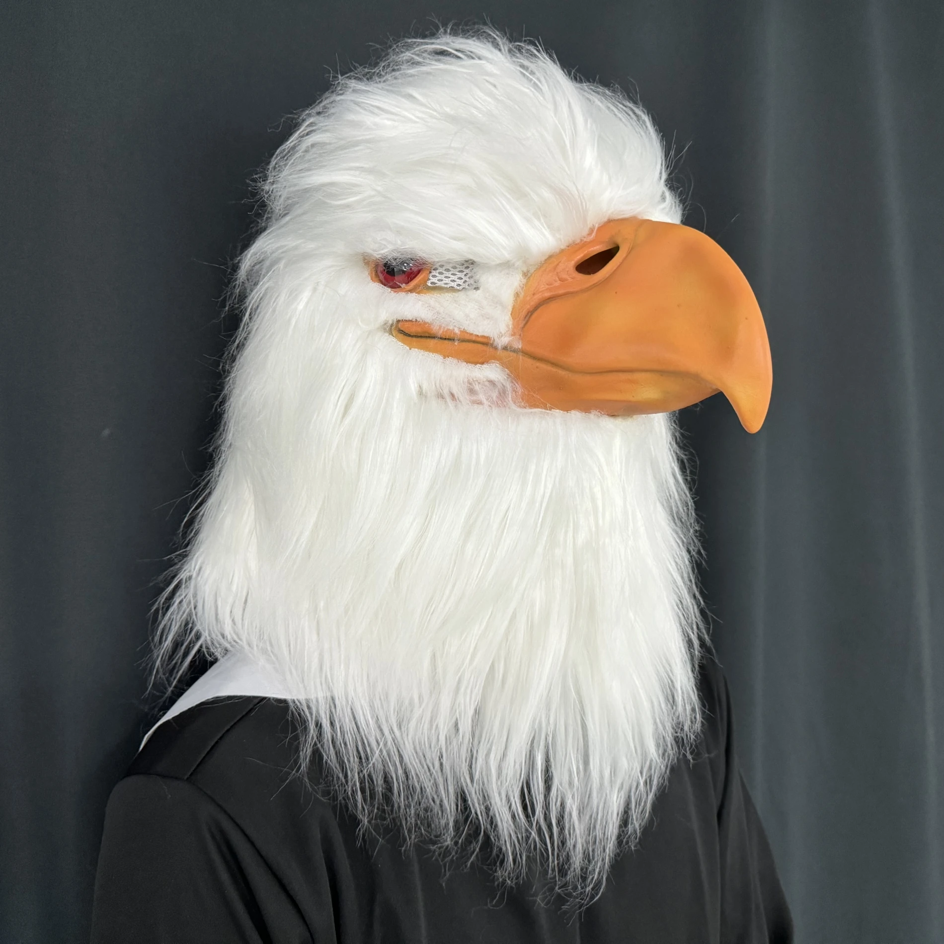 Weiße Adler-Latexmaske – realistische Vogelkopf-Kostümfedern für Erwachsene, Halloween, Party, Cosplay, Tier-Requisite, Maskerade, Karneval – Detail 13