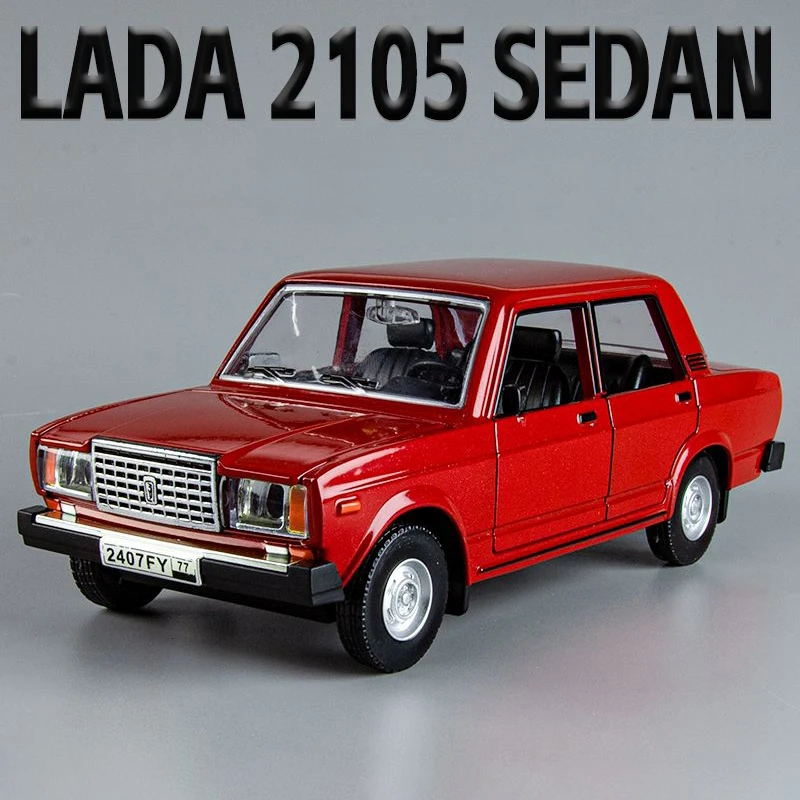 1:24 Russia LADA 2105 Alloy Muscle Car Model Sound and Light Pull Back Children\'s Toy Collectibles Birthday gift