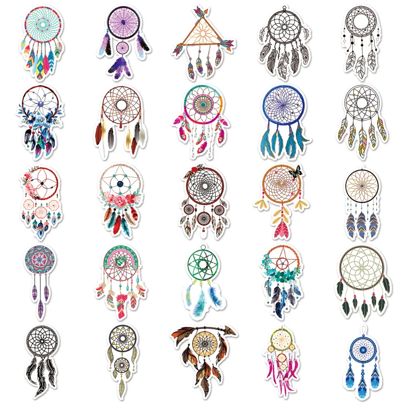 10/25/50pcs Dream Catcher Graffiti Stickers Aesthetic for Guitar Laptop Pad Phone Fridge Luggage Water Bottle Scrapbook