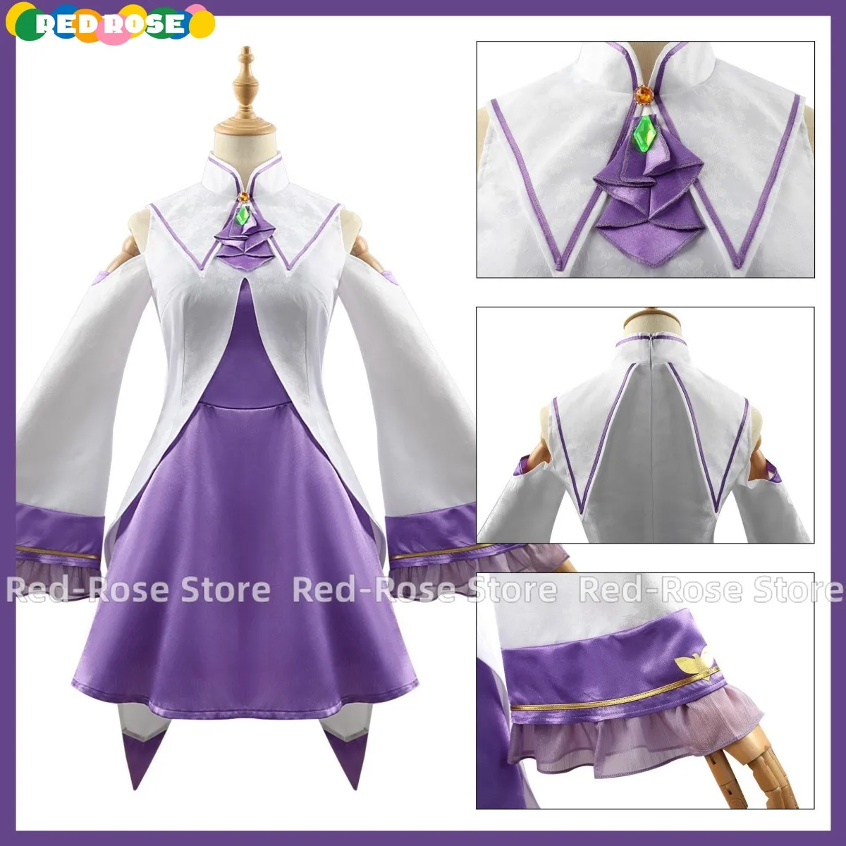 Anime re: Leben in einer anderen Welt von Null Emilia Cosplay Kostüm weiße Prinzessin Kleid Perücke Frau sexy schönen Halloween-Anzug