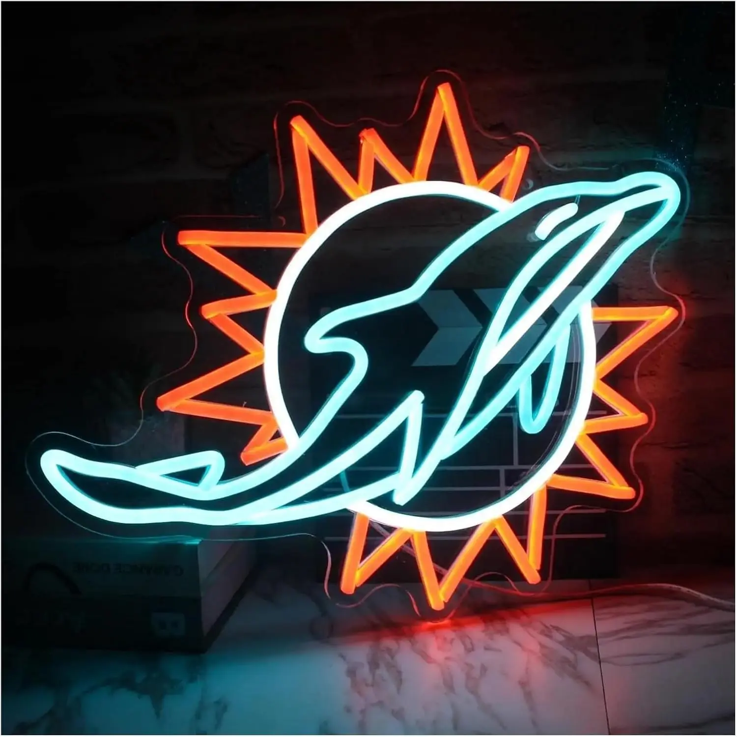 ปลาโลมาป้ายนีออน USB หรี่แสงได้ Ultra Bright LED Neon Light Sign สําหรับห้องนอน Bar Club Party Room ตกแต่ง Light Up Sign