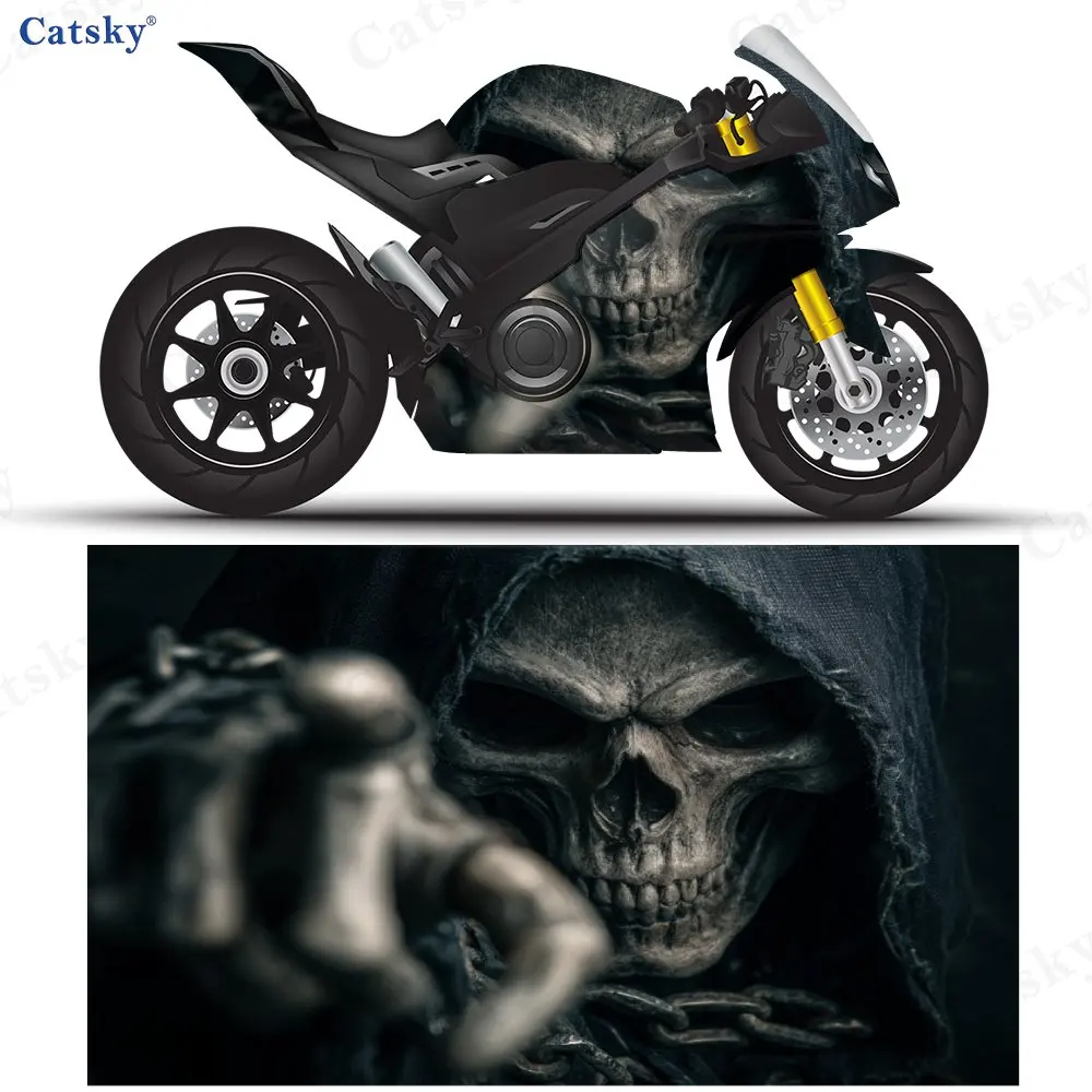 Chain Skeleton Motorcycle Vinyl Packaging-waterproof, Detachable Sticker, Universal For Motorcycles, Durable Scratch Resistant P