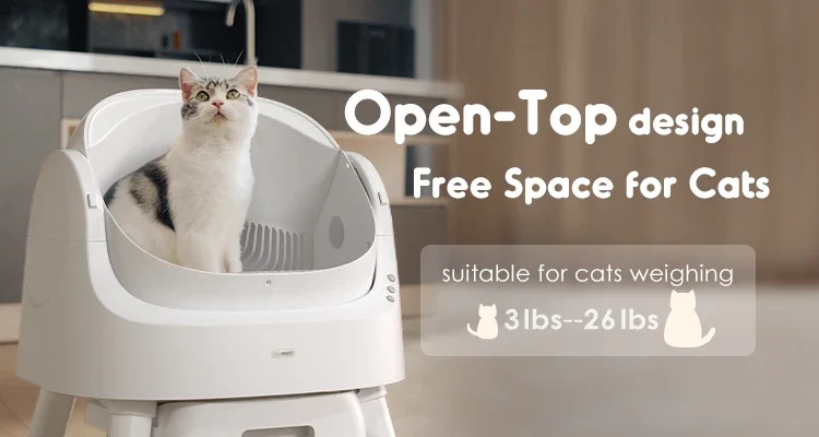 Open-Top Self Cleaning Cat Litter Box with Waste Disposal includes Trash Bags