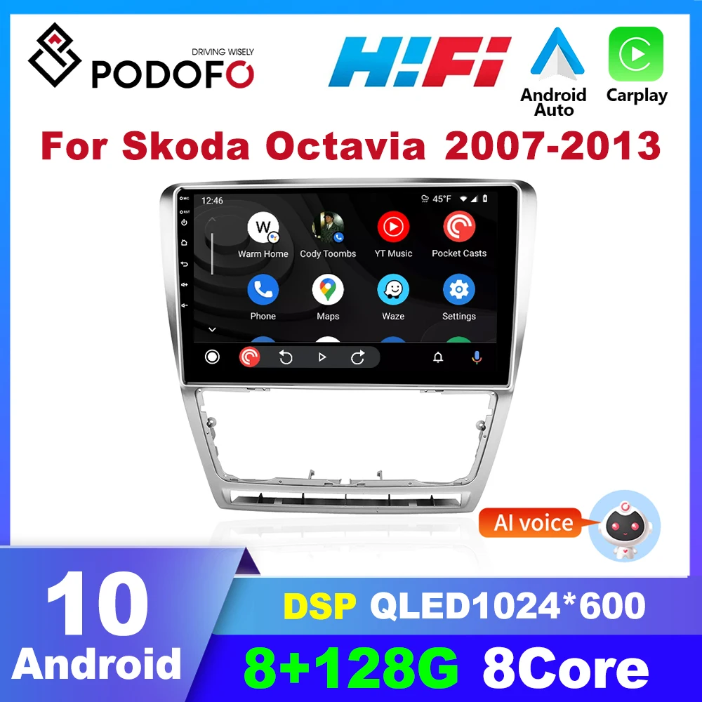 

Podofo Android 2din Car Radio For VW Volkswagen Skoda Octavia 2 A5 2007-2013 Multimidia Video Player GPS Navigation Auto Stereo