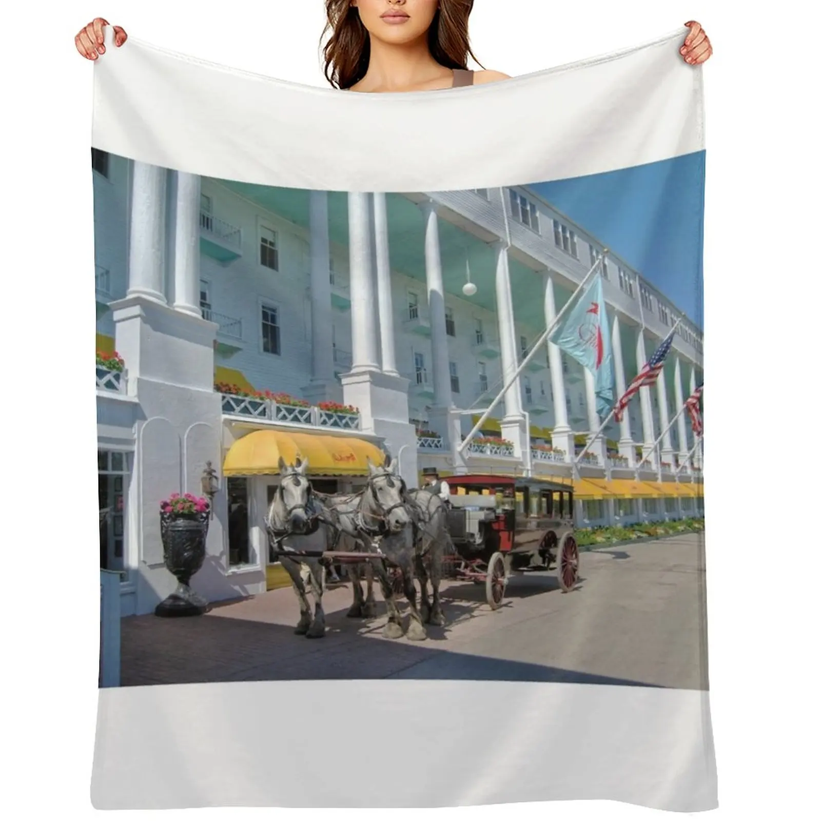 

Carriage at the Grand Hotel, Mackinac Island, Michigan Throw Blanket Blankets For Sofas anime Bed covers Blankets