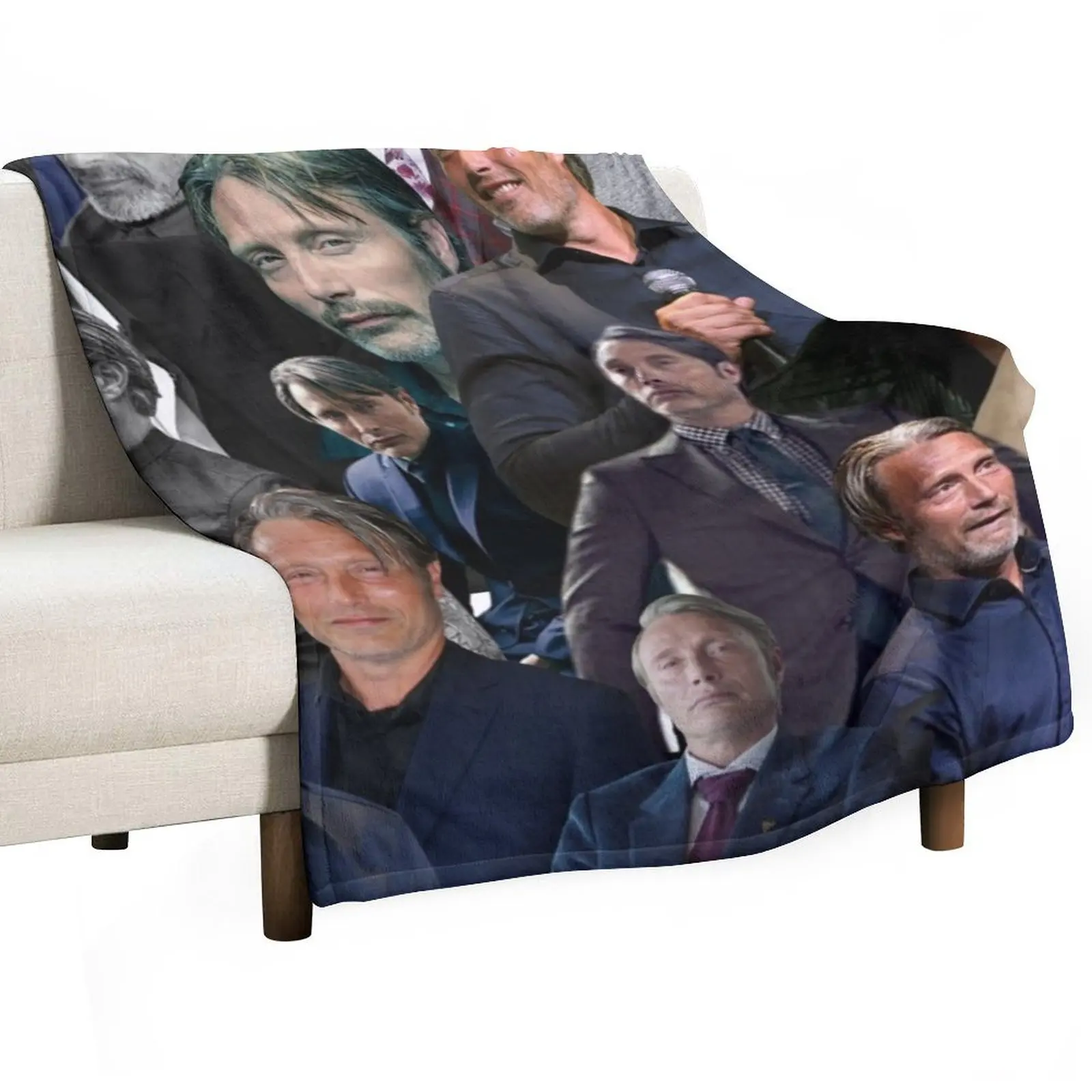 

mads mikkelsen photo collage Throw Blanket Custom warm winter Single Luxury Thicken Blankets
