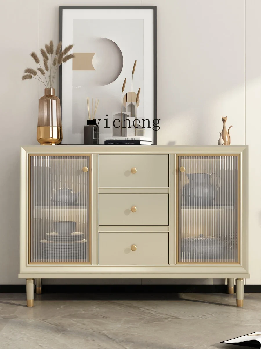 

b19solid wood dining side cabinet light luxury simple home locker home living room champagne gold entrance storage cabinet