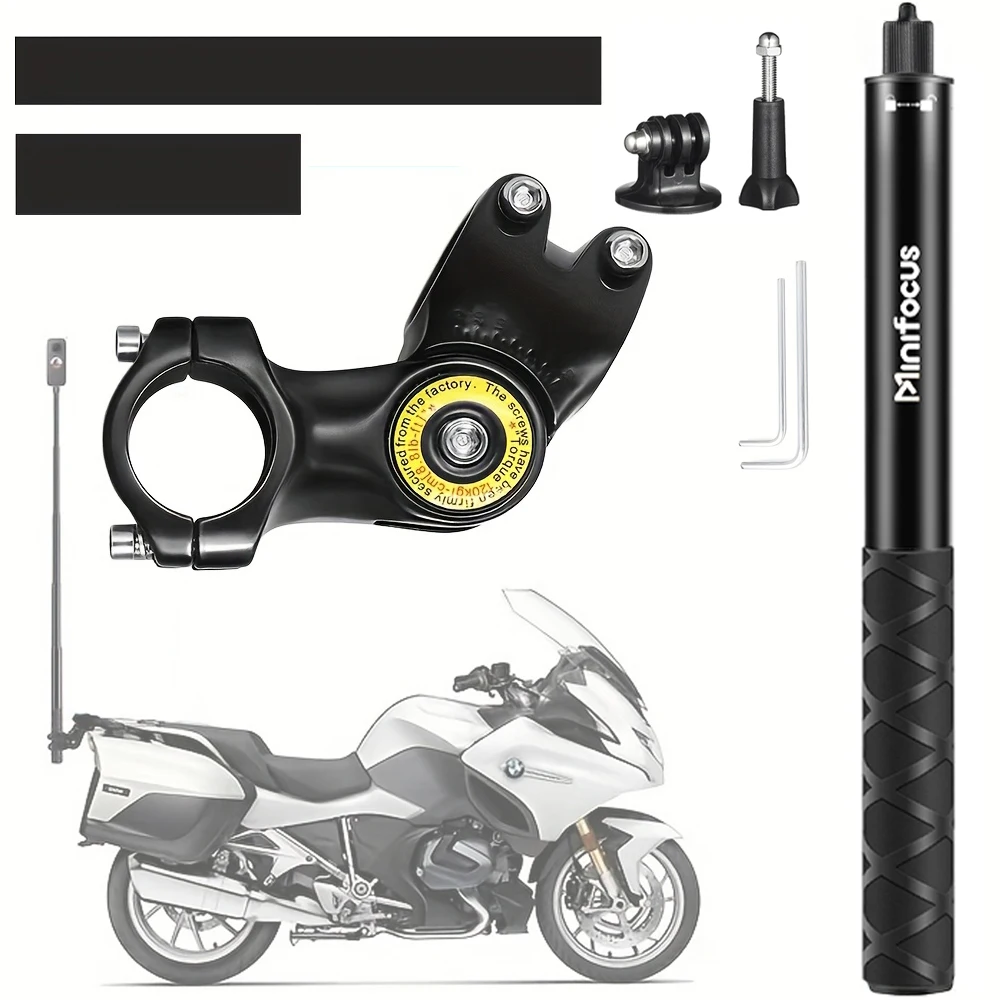 Bastão de selfie ajustável para guidão de motocicleta, suporte de montagem de perspectiva para terceira pessoa para gopro/insta360 x5 x4 x3 ação veio