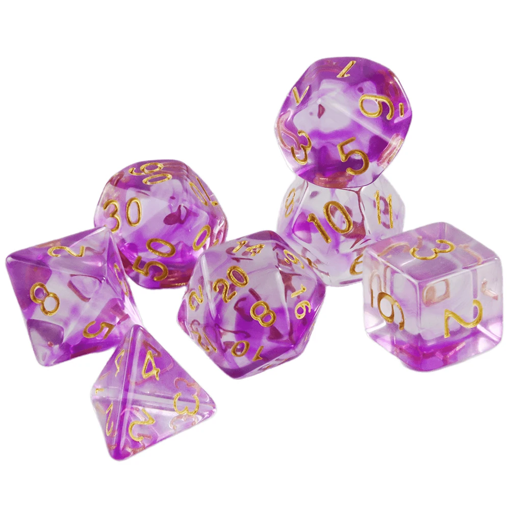 Nebula Effect Games Dice Set 7Pcs/Set Digital Dices Polyhedral D20 D12 D10 D8 D6 D4 for Rpg DNDGame Board Game As Gift