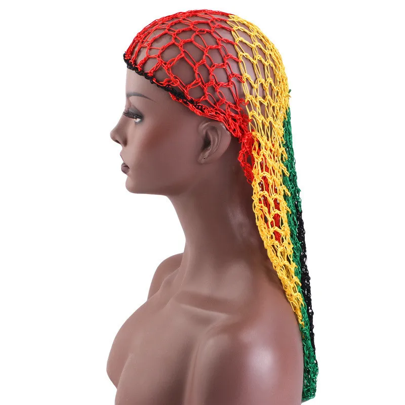 Women Crochet Hair Snood with Elastic Edge Long Hair Net Head Cover Hair Care Nightcap Mesh Pocket Wrap Dreadlock Headwear