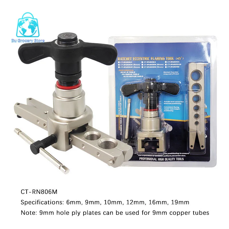 Ratchet Fine Eccentric Tube Expander Crooked Head Top Rolling Type Flaring Tool 2 Piece Set CT-RN806 45 Degree