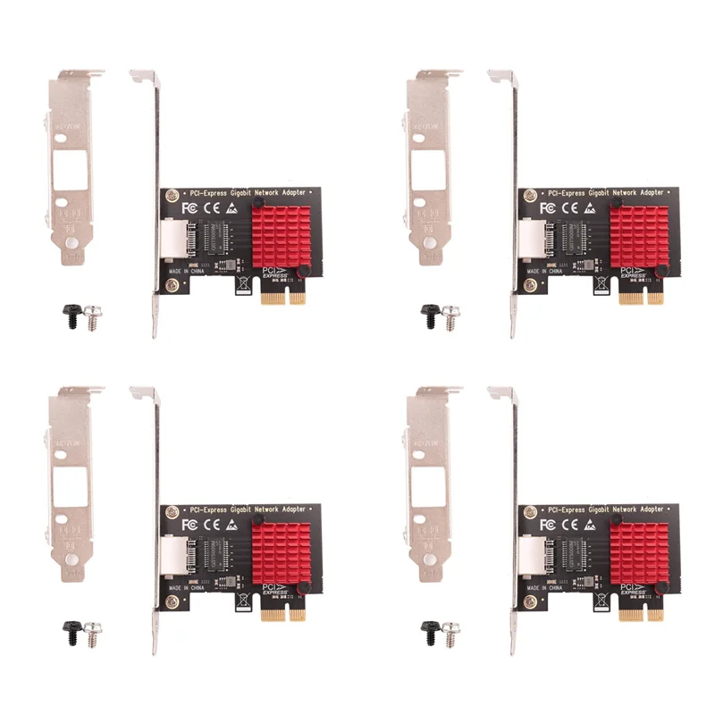 4x pcie cartão de rede gigabit 10/100/1000mbps rj45 placa de rede com fio pci-e adaptador de rede cartão lan