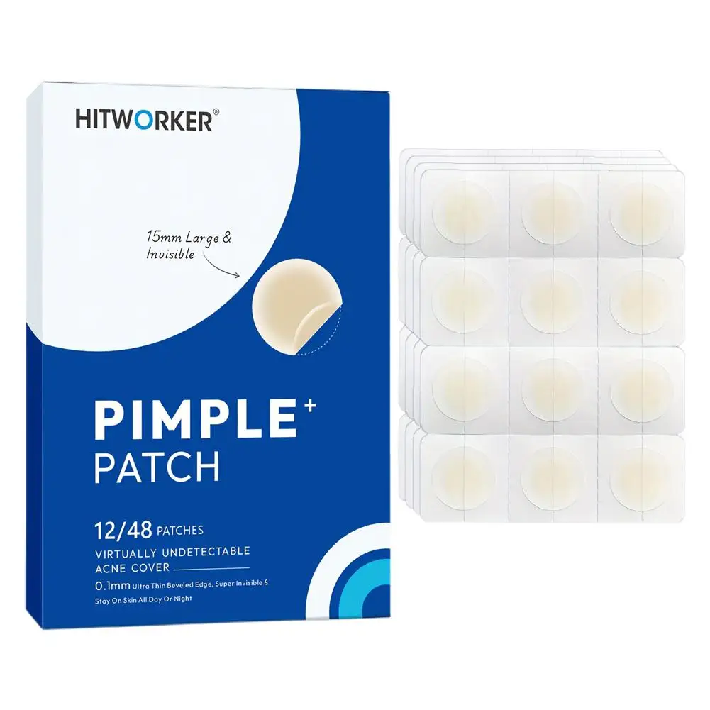 12Pcs Invisible Acne Patches Removal Pimple Anti-Acne Hydrocolloid Patches Spots Marks Concealer Repair Sticker Waterproof