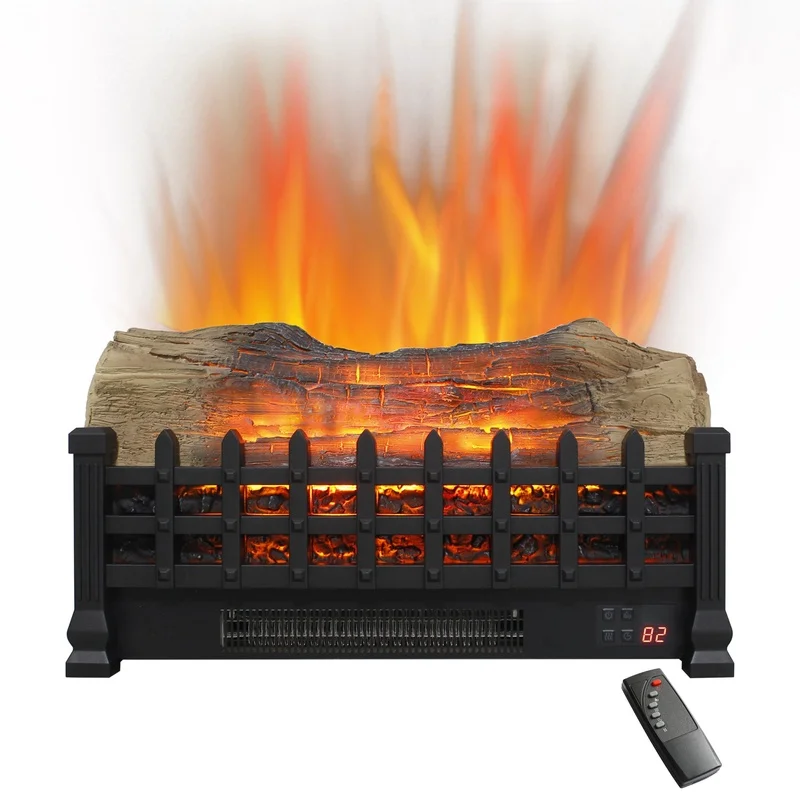 

20-inch Electric Fireplace with 3D Log Insert, Free Standing Indoor Heater