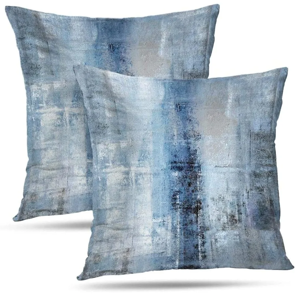

Blue and Grey Abstract Art Artwork Pillow Cover, Gallery Modern Decorative Throw Pillows Cushion Cover for Bedroom Sofa Living R
