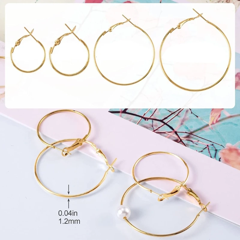 96 Pcs Alloy Earring Hoop Round Open Beading Hoop Earring Making for DIY Crafts Gift Wedding Party Festival