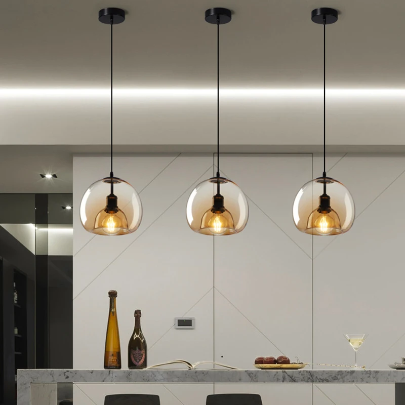 Lampe LED Suspendue en Verre au Design Moderne, Luminaire Décoratif d'Nik, Idéal pour une Salle à Manger, une Cuisine, un Restaurant ou un Bar