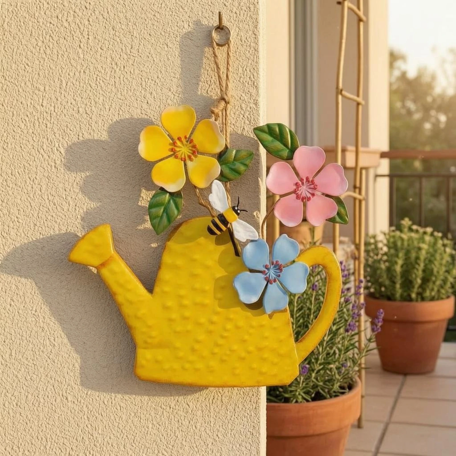 Watering Can Wall Art Handmade Metal Watering Can Decor Iron Flower Wall Decor Outdoor Home Decoration Rustic Farmhouse Style view 5