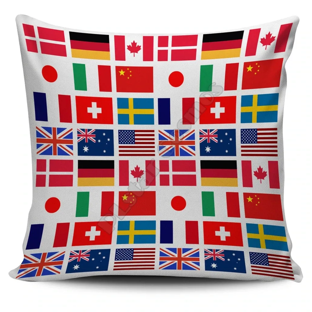 International Travel Flags Pillow Cover Pillowcases Throw Pillow Cover Home Decoration Double-sided Printing