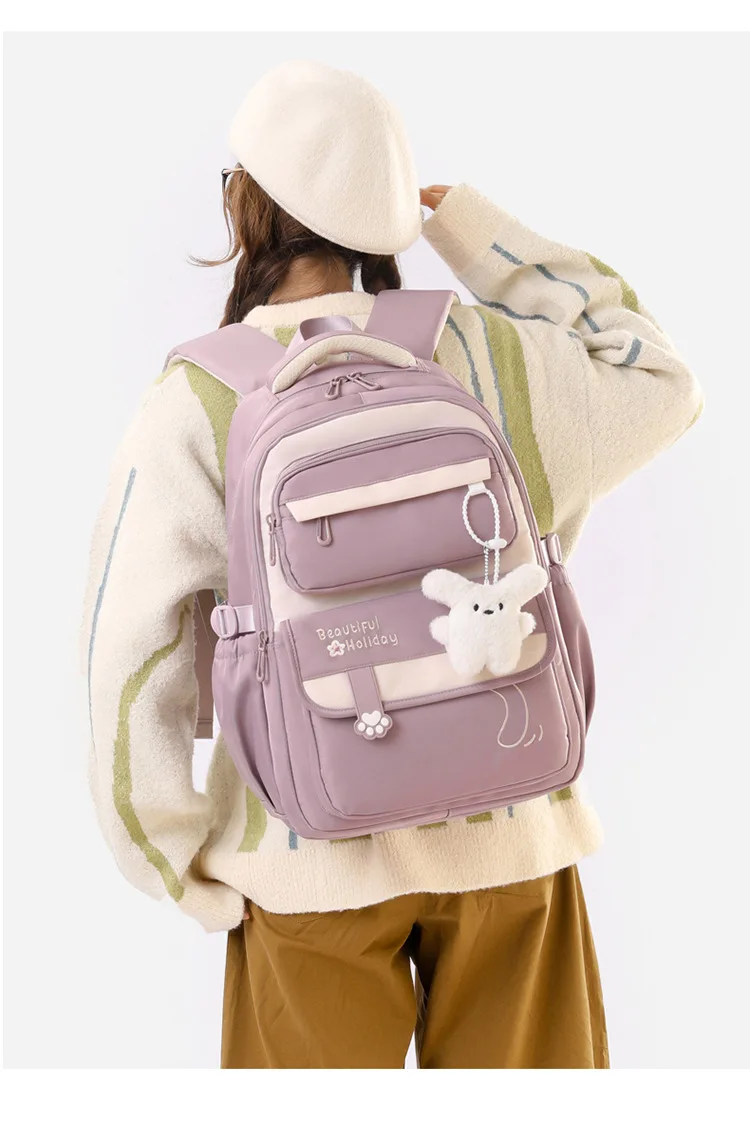 Middle School Backpack for Girls Large Capacity Bookbag Lightweight Fashion Student Backpack Simple Modern School Bags for Teens