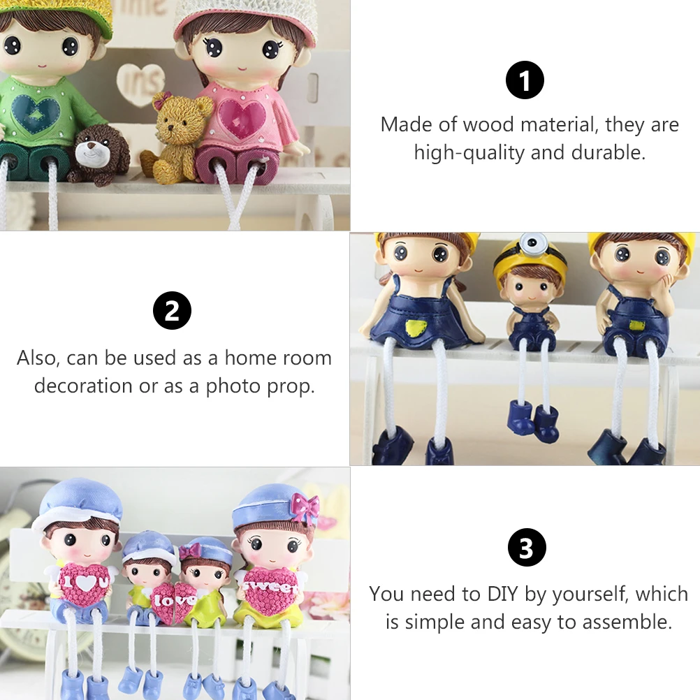 

2 комплекта, 2 комплекта табуретов, деревянные маленькие стулья, подвесные ножки, скамейка для сидения, подставка, сборка своими руками, белое украшение