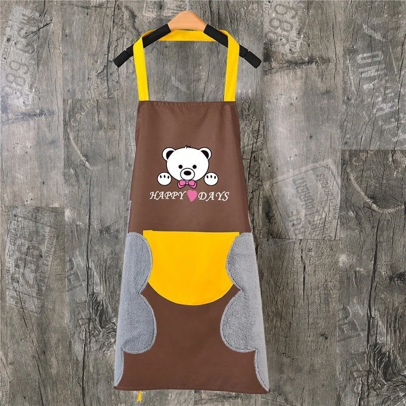 stain home kitchen cooking waist Korean creative cute bear hanging neck towel apron oversleeve