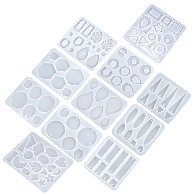 

Easy to Use Silicone Earring Pendant Mold Easy to Use 11pcs Silicone Earring Pendant Mold Set Resin Moulds for Crafters 37JB