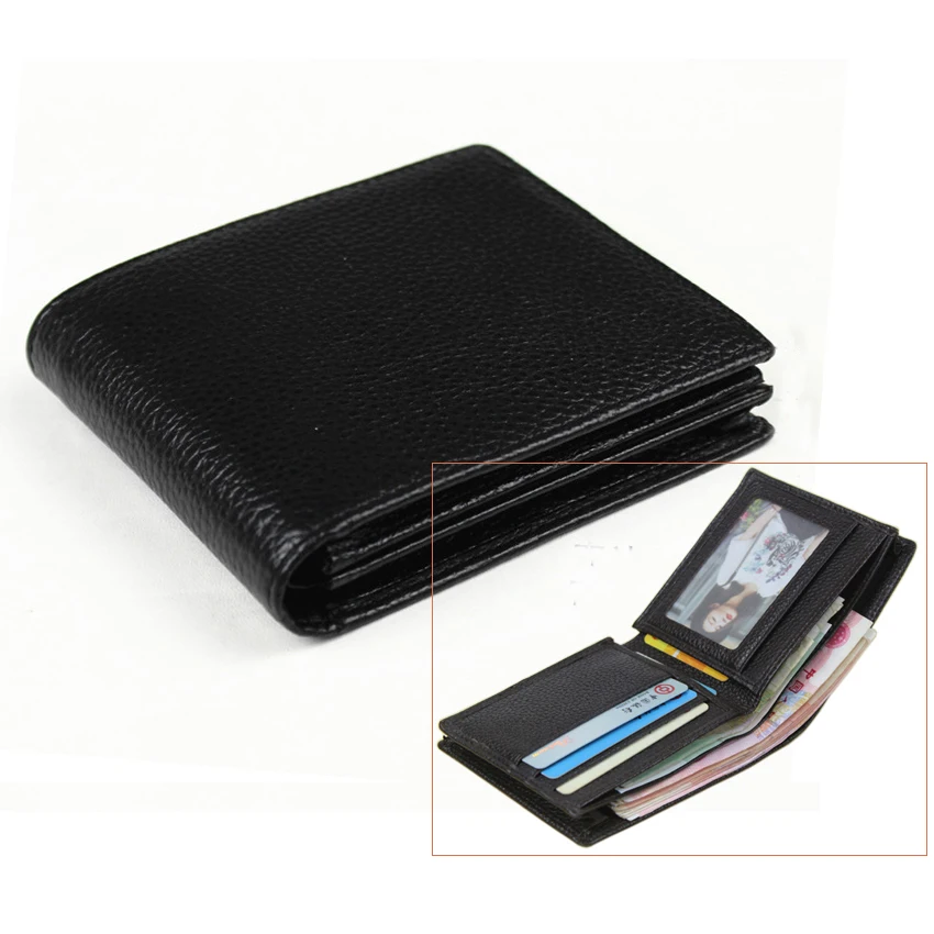 

Fashion Men Genuine Leather Wallet Male Wallet Bifold Short money clip Leather Men purse Coin Bag Black horizontal Vertical