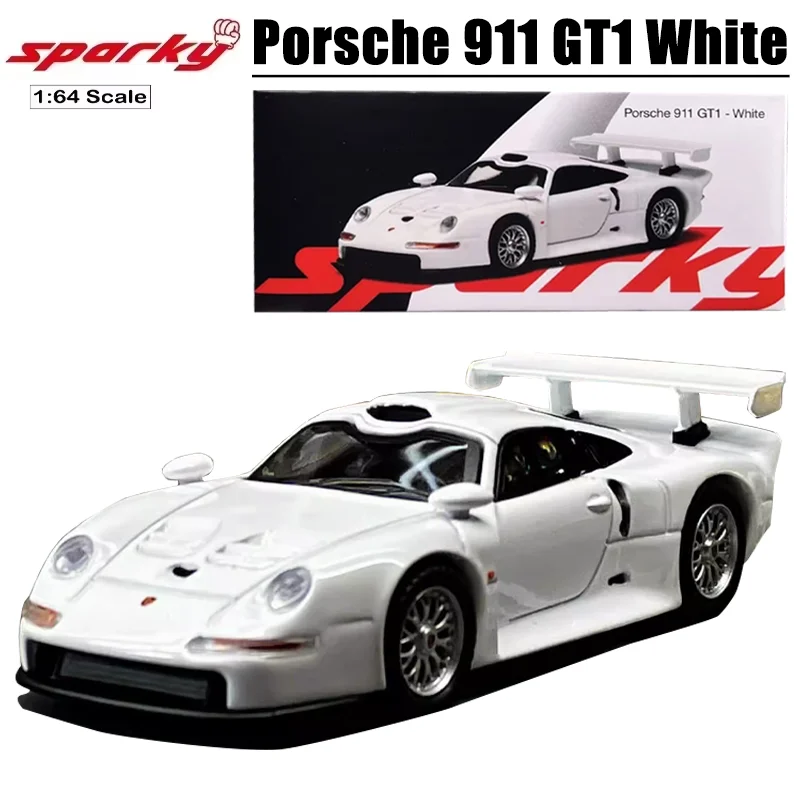 Sparky 1/64 Porsche 911 GT1 witte legering speelgoedmotorvoertuig gegoten metalen model