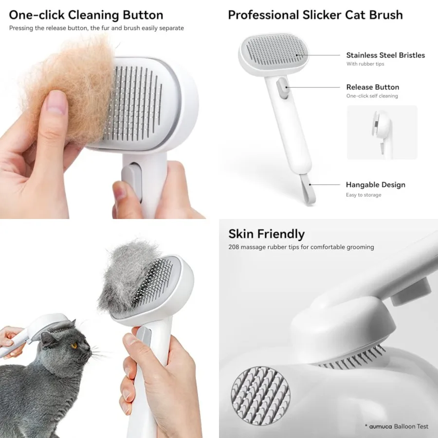 Cepillo para gatos para la caída del pelo, cepillos para gatos de interior, cepillo para gatos de pelo largo o corto, cepillo de aseo para gatos, peine para gatos