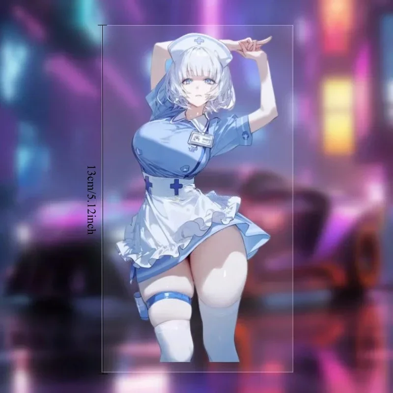 Cute Nurse Outfit Anime Girl Vinyl Sticker Itasha Decal Waterproof for Car Window E Scooter Laptop PC Case Helmet