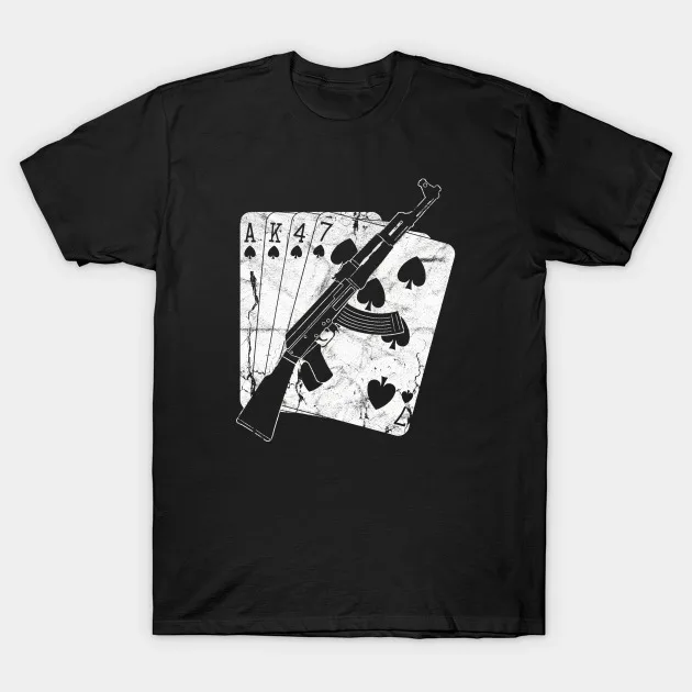 AK47 Soviet USSR Russian Poker Hand T-Shirt Cards Game Unisex Funny Tee Gift NEWUnisex Summer Cotton Luxury Brand Super SizeGrap